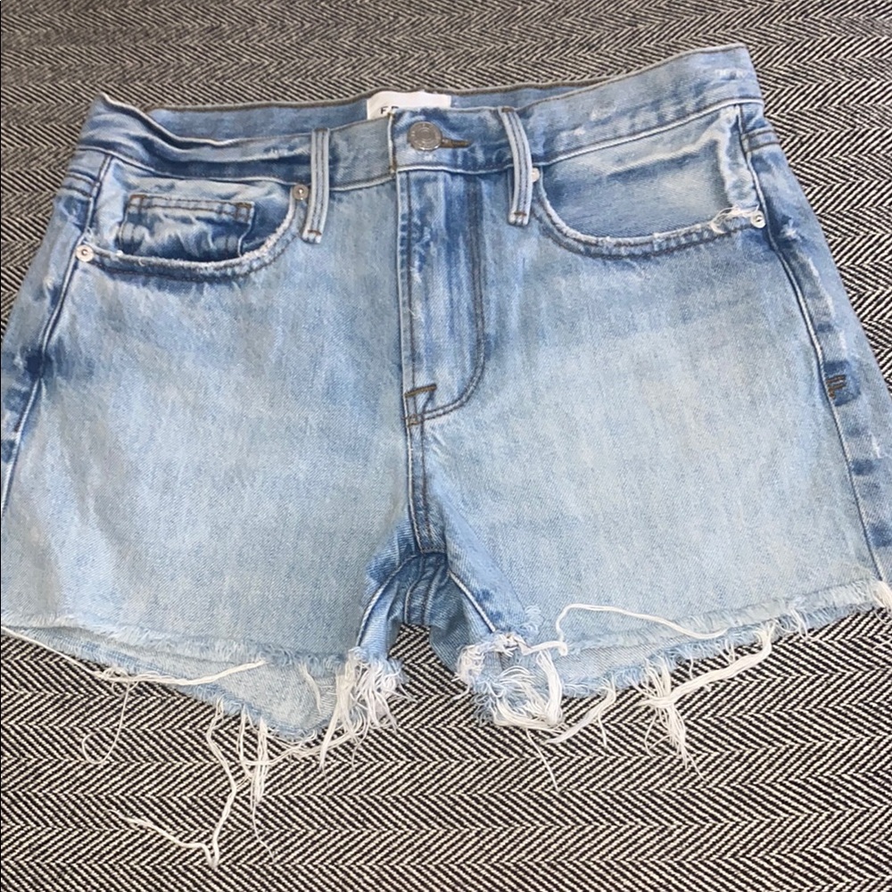 Gentle used-Frame Denim Blue Jean Shorts Distressed Frayed Hem-Le Brigette Short